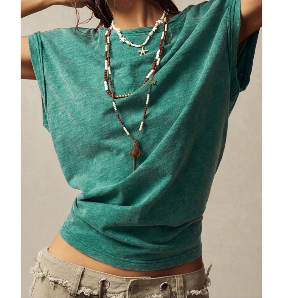 Boho Solid Reverse Stitch Open Back Cotton Loose … - image 2